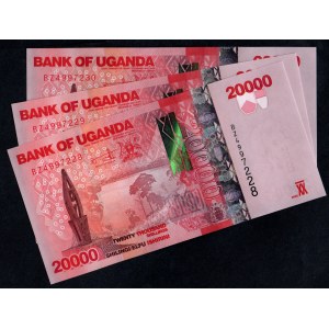 Uganda. 20000 Shillings 2022 3 Consecutive Banknotes