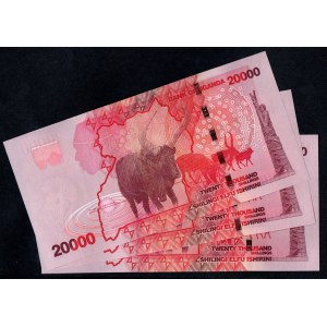 Uganda. 20000 Shillings 2022 3 Consecutive Banknotes