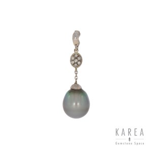 Pearl and diamond pendant, 20th century.