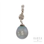 Pearl and diamond pendant, 20th century.