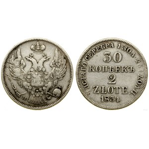 Poland, 30 kopecks = 2 zlotys, 1834 MW, Warsaw