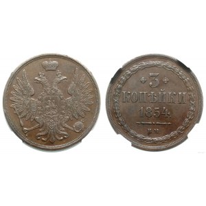 Poland, 3 kopecks, 1854 BM, Warsaw
