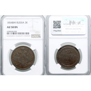 Poland, 3 kopecks, 1854 BM, Warsaw