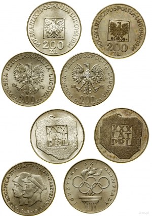 Poland, set: 4 x 200 gold, 1974, 1975, 1976, Warsaw