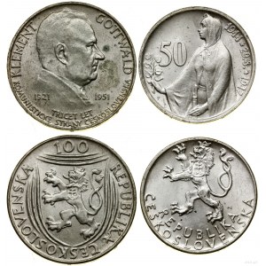 Czechosłowacja, zestaw: 50 koron i 100 koron, 1947, 1951, Kremnica