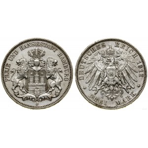 Germany, 3 marks, 1912 J, Hamburg