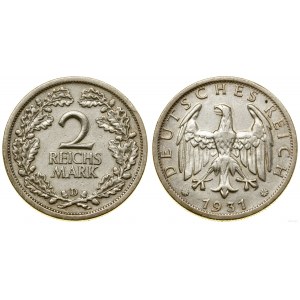 Niemcy, 2 marki, 1931 D, Monachium