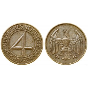 Niemcy, 4 fenigi, 1932 F, Stuttgart