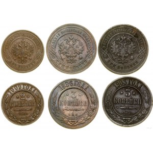 Russia, set of 3 coins, 1896-1909