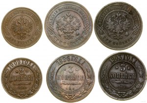 Russia, set of 3 coins, 1896-1909