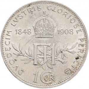 Austria 1 Corona 1908 FRANZ JOSEPH I. 60 th Anniversary of the Reign