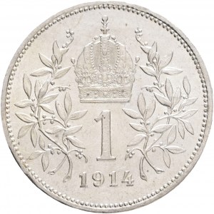 Austria 1 Corona 1914 Schwartz FRANZ JOSEPH I.