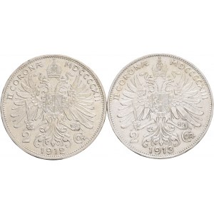 Austria 2 Corona 1912-3 Lot 2 coins FRANZ JOSEPH I.