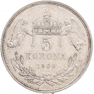 Hungary 5 Corona 1909 K.B. FRANZ JOSEPH I.