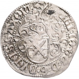 Saxony 1 Zinsgroschen ND 1507-25 FREDERICK III.,JOHN and GEORGE , double lilly