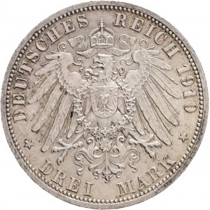 Saxe-Weimar-Eisenach 3 Mark 1910 A Groszherzog WILHELM ERNST and FEODORA second marriage