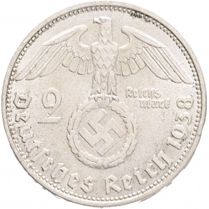 Third Reich 2 Mark 1938 D P.von Hindenburg and cross