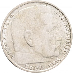 Third Reich 2 Mark 1938 D P.von Hindenburg and cross