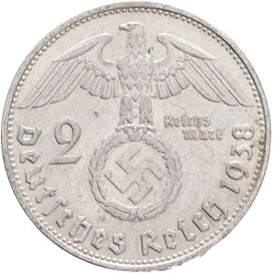 Third Reich 2 Mark 1938 E P.von Hindenburg and cross
