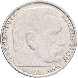 Third Reich 2 Mark 1938 E P.von Hindenburg and cross
