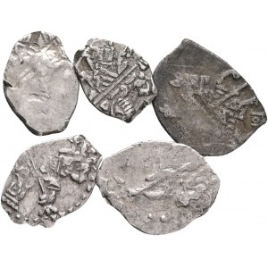 Russian Empire 1 Kopeck Lot 5 coins ND Peter I.