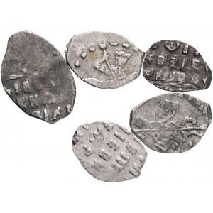 Russian Empire 1 Kopeck Lot 5 coins ND Peter I.