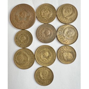 Lot 10 coins 2,3 and 5 Kopeks Soviet Union 1924-1955