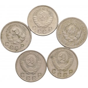 Lot 5 coins 10 Kopeks 1931,36,38,53,55 CCCP Soviet Union