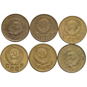 Lot 6 coins 2 Kopeks 1928,31,40,41,53,56 Soviet Union