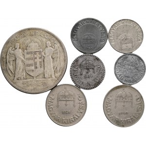 Lot 7 coins Hungary Fillers, Pengo