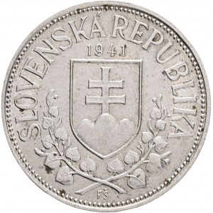 20 Koruna 1941 Slovenský Štát , Cyril&Metoděj , variant double cross on church R