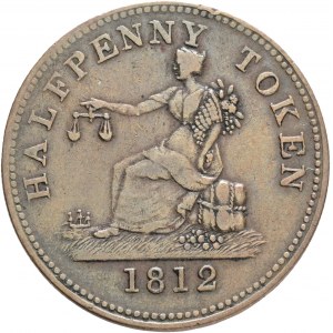 ½ Penny Tiffin Token - Copper LOWER CANADA