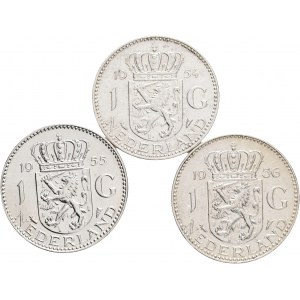Lot 3 pièces 1 Gulden 1954,5,6 JULIANA