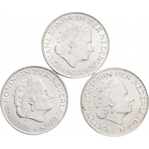 Lot 3 coins 1 Gulden 1965,6,7 JULIANA