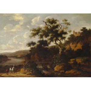 Frederik de Moucheron, Emden 1633 - 1686 Amsterdam, kruh, Idylická krajina