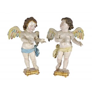 Pair of winged angels, South German, 18th century