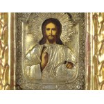 Icon with oklad, Christ as Salvator Mundi