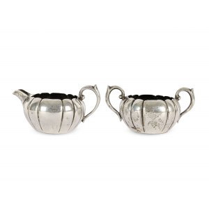 Small jug & small bowl with handle, marked silver