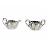Small jug & small bowl with handle, marked silver