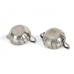 Small jug & small bowl with handle, marked silver