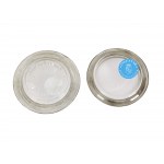 Pair of coasters, glass with silver mount