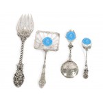 1 serving fork, 1 cake server, 1 ice-cream spoon & 1 small ladle, Netherlands, around 1900