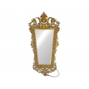 Mirror with finely carved frame and winged angel's head