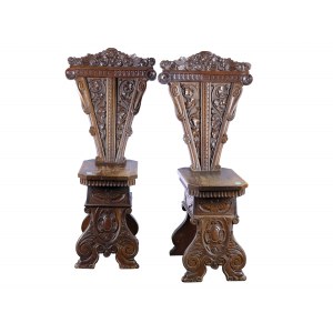 Pair of Sgabelli, Central Italy, in the Renaissance style of the 16th century