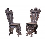 Pair of Sgabelli, Renaissance style of the 16th century, around 1880