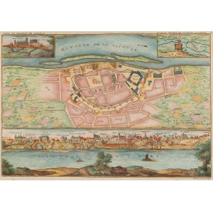 Nicolas de Fer (1646 - 1720 ), Mapa i panorama Warszawa, 1705