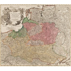 Johann Baptist Homann (1663 - 1724 ), Map of the Lands of the Republic (Regni Poloniae Magnique Ducatus Lithuaniae), after 1729
