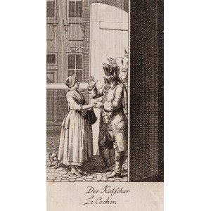 Daniel Mikołaj Chodowiecki (1726 Gdańsk - 1801 Berlin), Szewc i Dorożkarz, ilustracje do Heirathsanträge, 1781