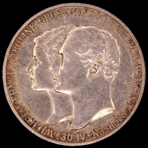Germany. Saxe Weimar Eisenach 2 Marks 1903 William Ernst Wedding Silver