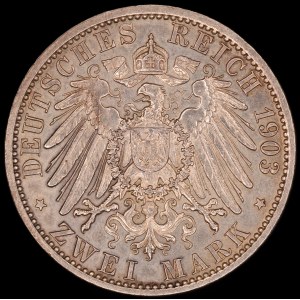 Germany. Saxe Weimar Eisenach 2 Marks 1903 William Ernst Wedding Silver